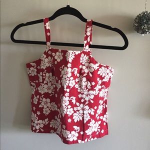 Cropped Hawaiian Floral Strap Top